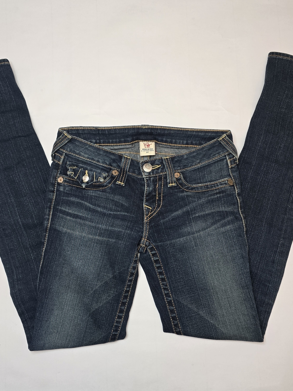 True Religion Women's Indigo Skinny Jeans with Fading